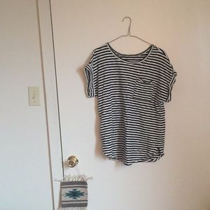 MERONA plain striped scoop neck tee | size large